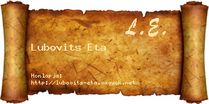 Lubovits Eta névjegykártya